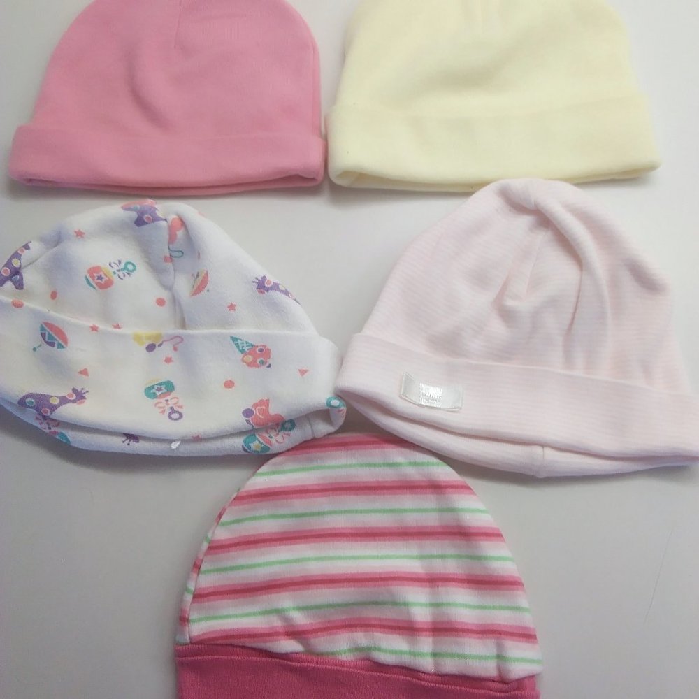 5 Baby Girls' Knit Caps